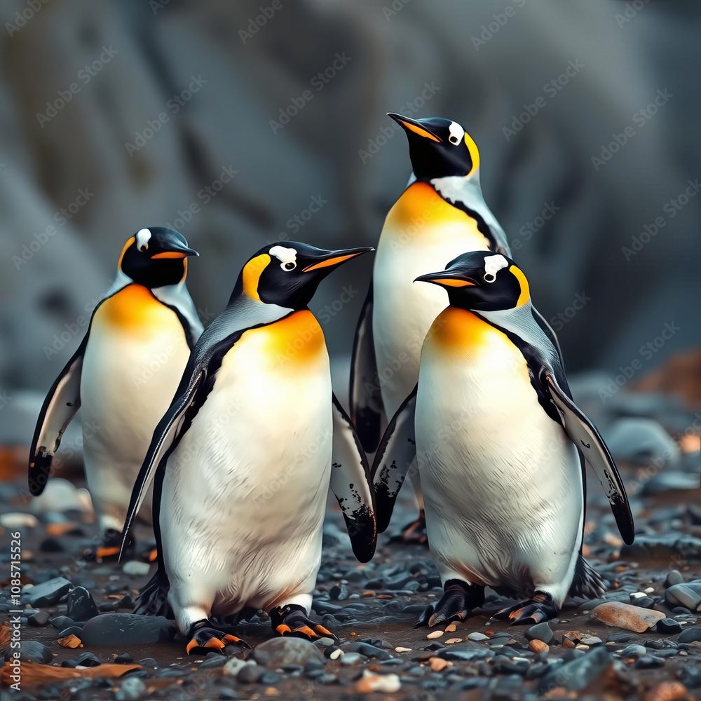 Fototapeta premium Pingüinos en su habitat natural, emperador, naturaleza salvaje