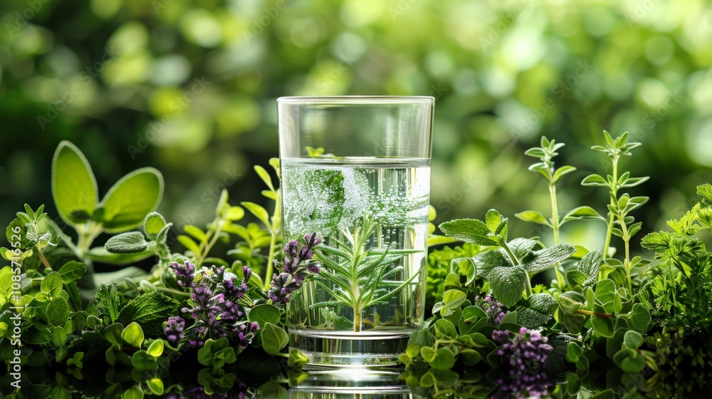 Refreshing herbal drink natural setting beverage photography green environment close-up view wellness concept Refreshing herbal drink natural setting beverage photography green environment close-up view wellness concept