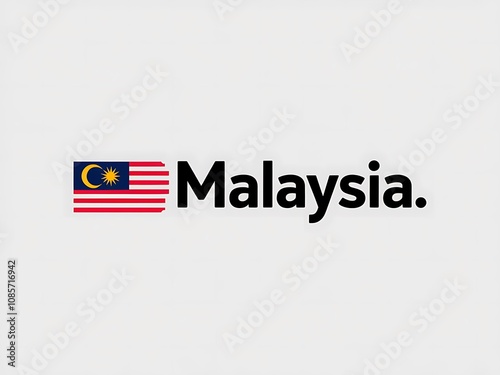 Malaysian Flag and Text Displaying Malaysia