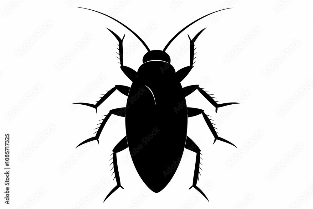 Cockroach silhouette, cockroach icon vector on white background Cockroach silhouette, cockroach icon vector on white background