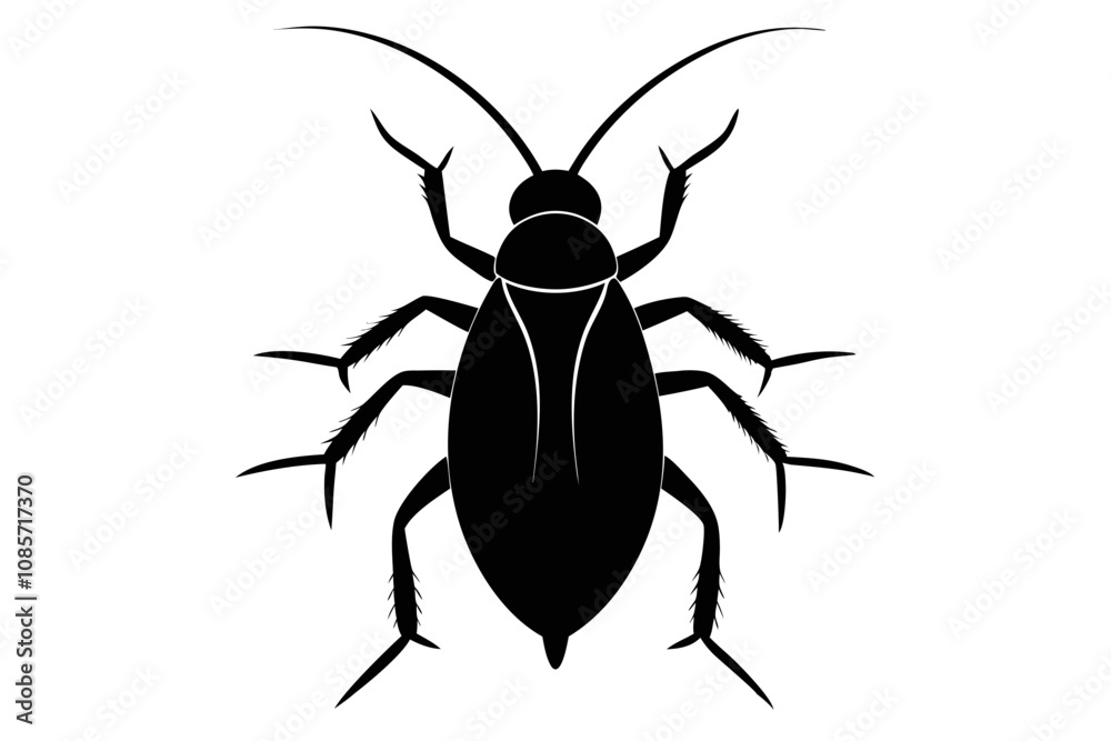 Fototapeta premium Cockroach silhouette, cockroach icon vector on white background