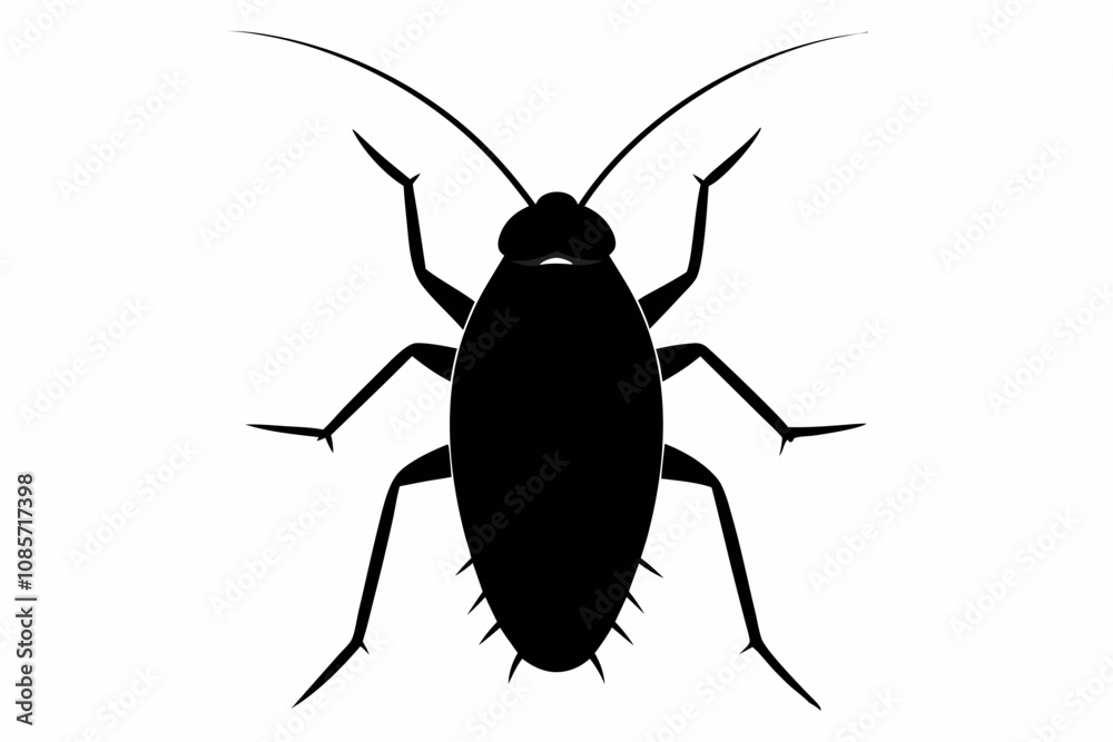 Cockroach silhouette, cockroach icon vector on white background Cockroach silhouette, cockroach icon vector on white background