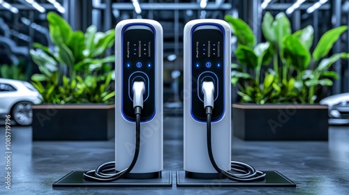 Modern Electric Vehicle Charging Station in Urban Setting