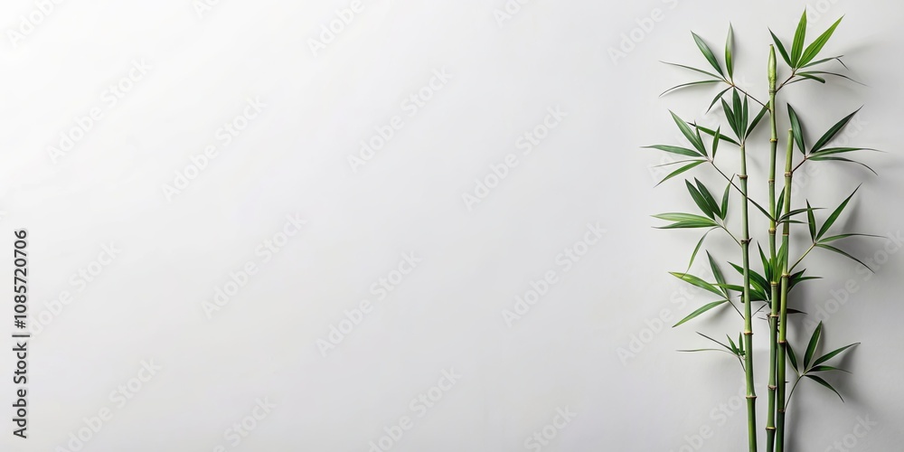 Naklejka premium Serene Green Bamboo Shoots on a Light Gray Background, Ideal for Relaxation and Wellness Designs