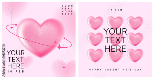vector card, background and social media template for valentine's day concept, love and heart illustration