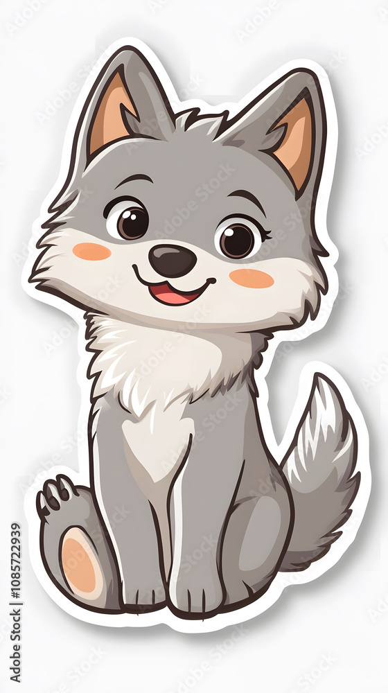 Fototapeta premium Funny cartoon animals with a dog, a bone