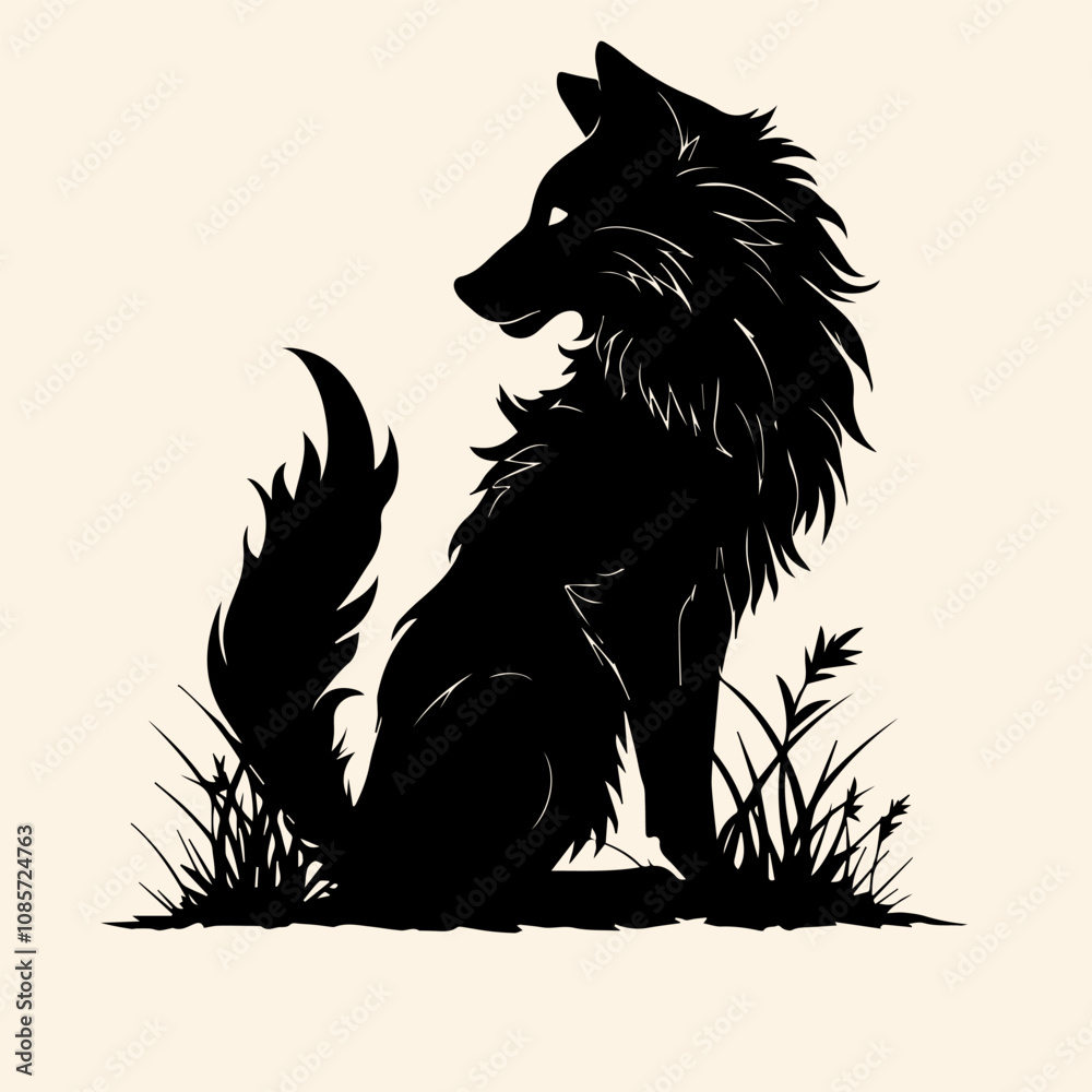 vector animal illustration, logo, silhouette with a wolf vector animal illustration, logo, silhouette with a wolf