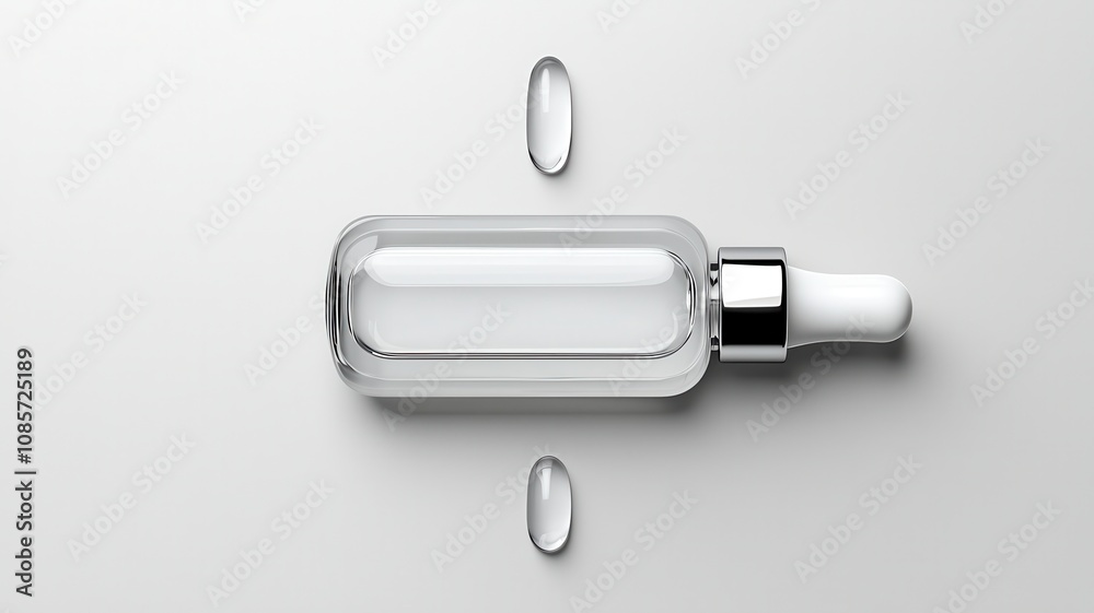 A sleek glass bottle with a dropper laid on a minimalist background. A sleek glass bottle with a dropper laid on a minimalist background.