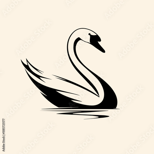 vector animal illustration, logo, silhouette with a goose