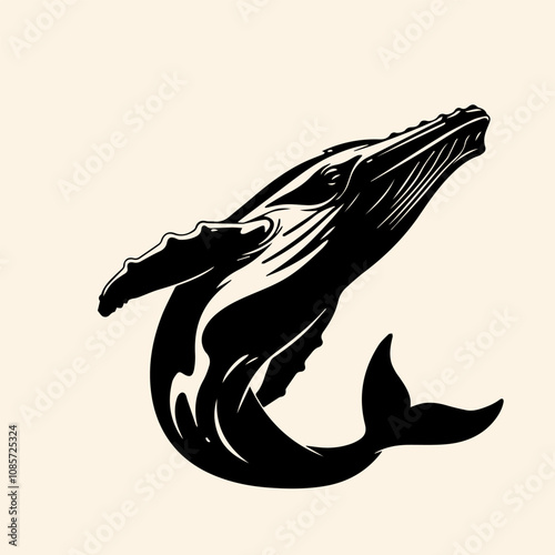 vector animal illustration, logo, silhouette with a whale photo