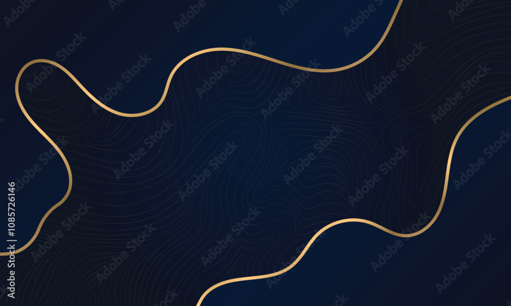 Fototapeta premium Modern Elegant dark blue background with golden details