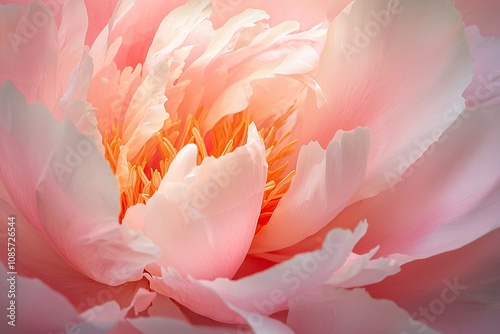 Delicate Beauty of a Peony Blossom in Soft Pastel Hues