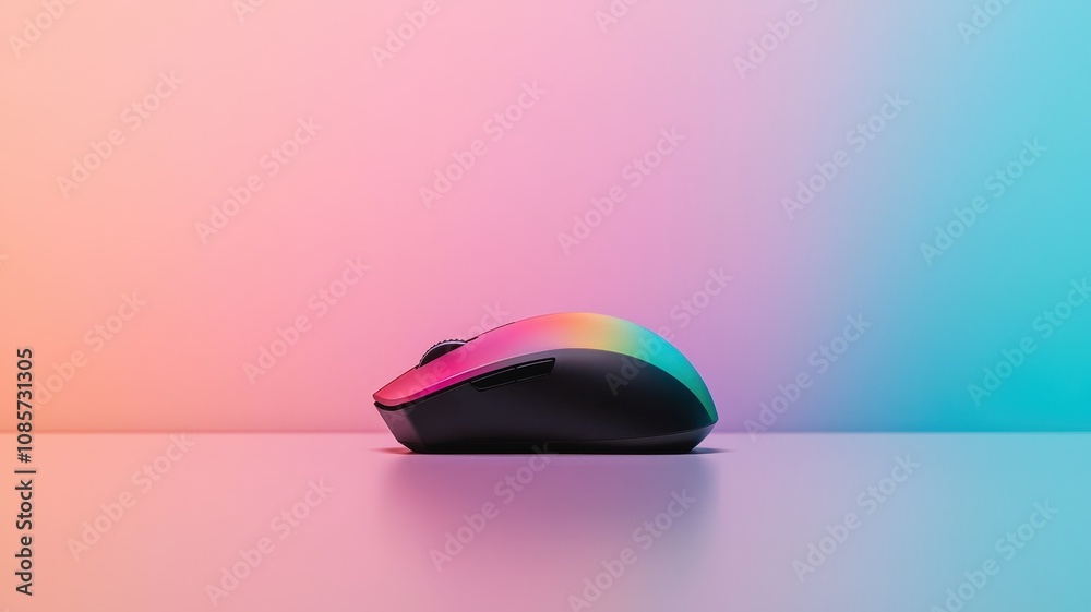 mouse rgb concept. Colorful gaming mouse on a gradient background mouse rgb concept. Colorful gaming mouse on a gradient background