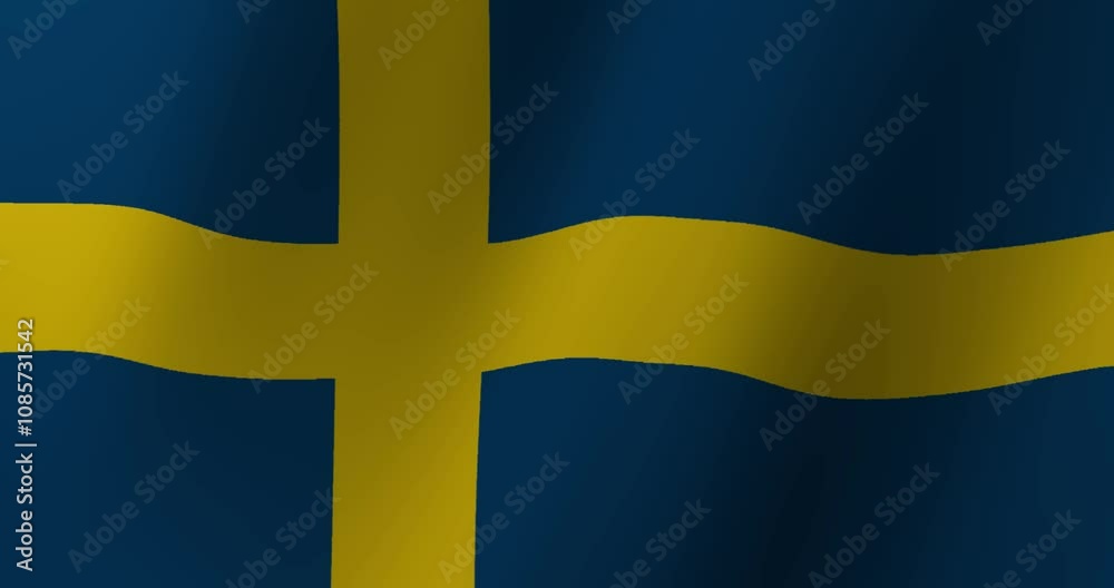 The Swedish flag waves proudly in the wind.