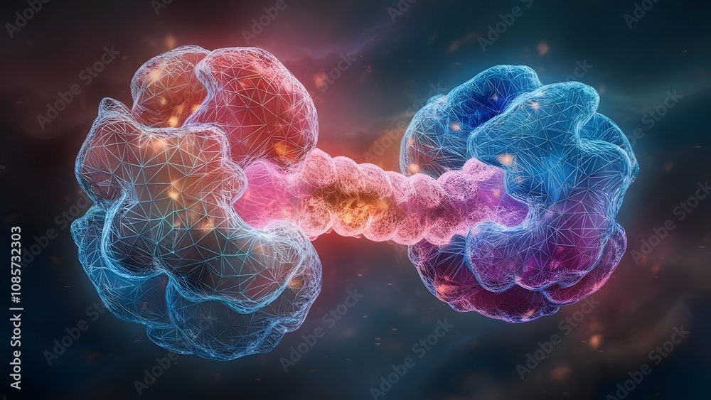 Obraz premium Abstract visualization of a complex protein molecule
