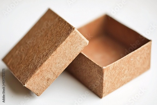 Open Brown Cardboard Gift Box Square Packaging Empty Container Eco Friendly Sustainabl photo