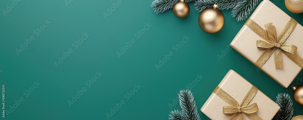 christmas sale concept. Digital flyer promoting Exclusive Christmas Gifts with gold holiday accents and luxurious gift images, Flyer with exclusive gifts and gold accents, Refined and festive christmas sale concept. Digital flyer promoting Exclusive Christmas Gifts with gold holiday accents and luxurious gift images, Flyer with exclusive gifts and gold accents, Refined and festive
