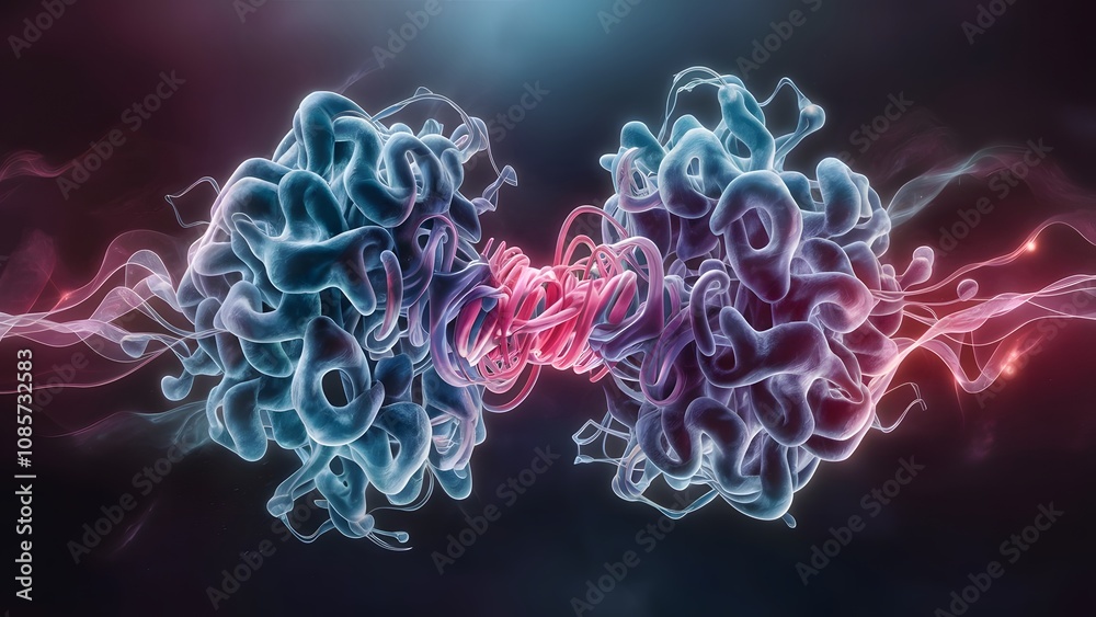Obraz premium Abstract visualization of a complex protein molecule