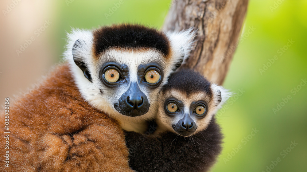 Fototapeta premium Step into the whimsical world of luxury lemurs! These primates are not just known for their playful antics and laughter, but also for their abundance in certain regions. Uncover th