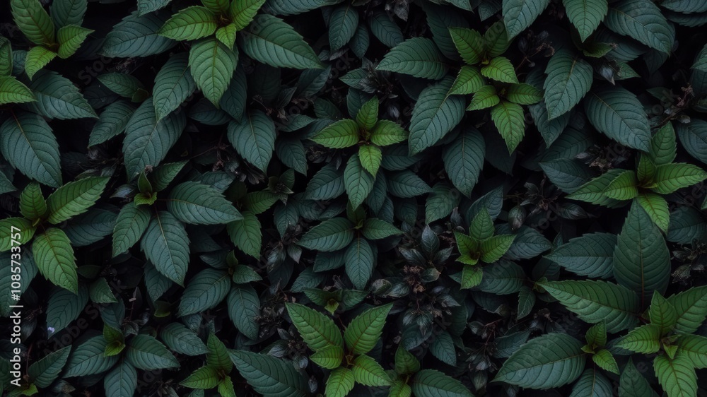 Dark green leafy background with a hint of bitterness, texture, foliage, dark Dark green leafy background with a hint of bitterness, texture, foliage, dark