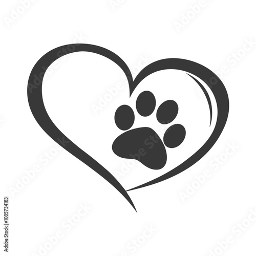 Paw Print Heart and Dog Mom Vector Art for Cricut Cut Files. photo