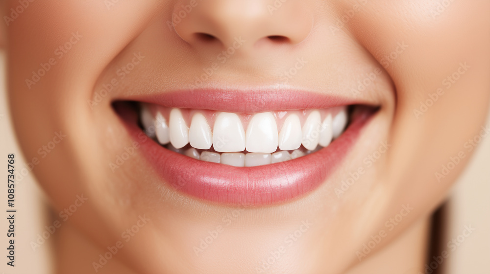 Fototapeta premium Healthy teeth smile woman beauty face natural make up
