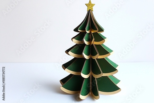 Festive Green Gold Paper Christmas Tree Decoration Craft