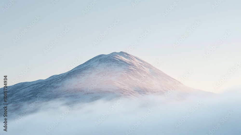 Majestic Mountain Peak Emerging from a Soft Blanket of Clouds Majestic Mountain Peak Emerging from a Soft Blanket of Clouds