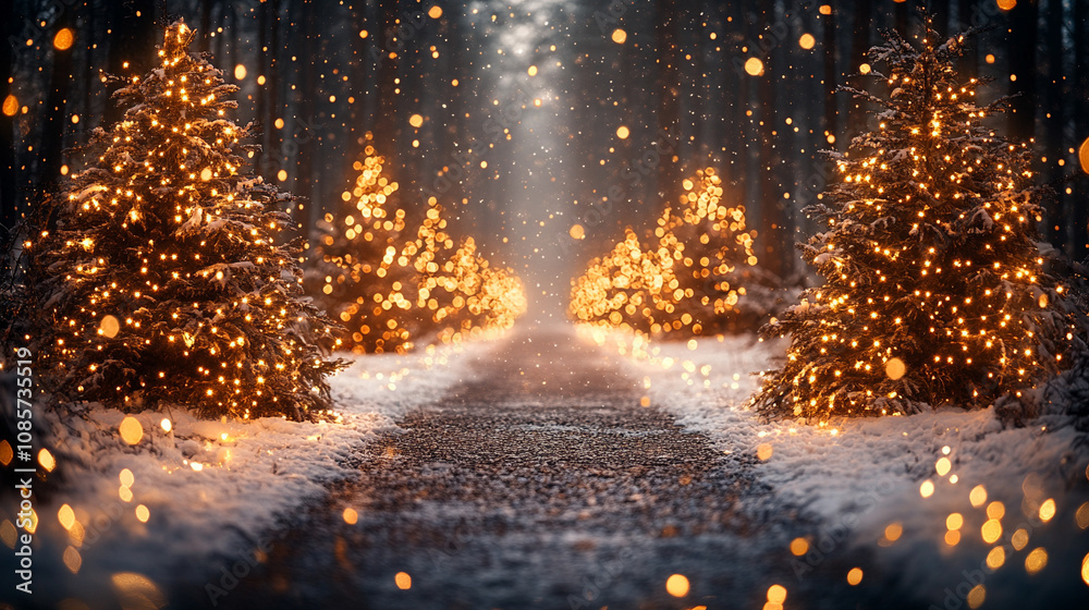 magical forest filled with Christmas trees adorned with glowing lights. The scene evokes warmth, holiday spirit, and wonder, symbolizing hope, peace, and the enchantment of the festive season magical forest filled with Christmas trees adorned with glowing lights. The scene evokes warmth, holiday spirit, and wonder, symbolizing hope, peace, and the enchantment of the festive season