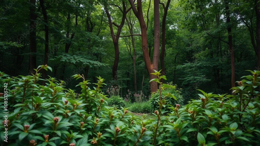 Lush bitter green foliage creating a vibrant background, organic, backdrop, forest Lush bitter green foliage creating a vibrant background, organic, backdrop, forest
