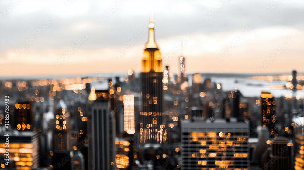 Fototapeta premium Modern Minimalist city new york Urban Architectural Black and gold pictures