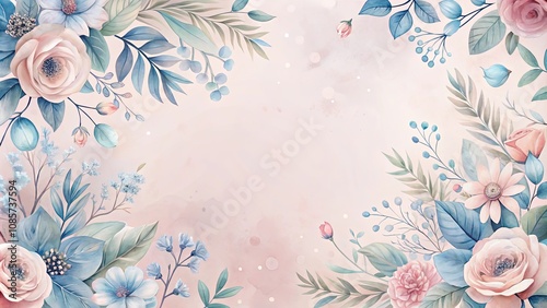 Elegant Pastel Floral Frame for Wedding Invitations or Announcements