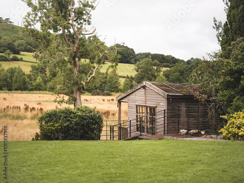 Cabin at Winder Hall on a warm bright day