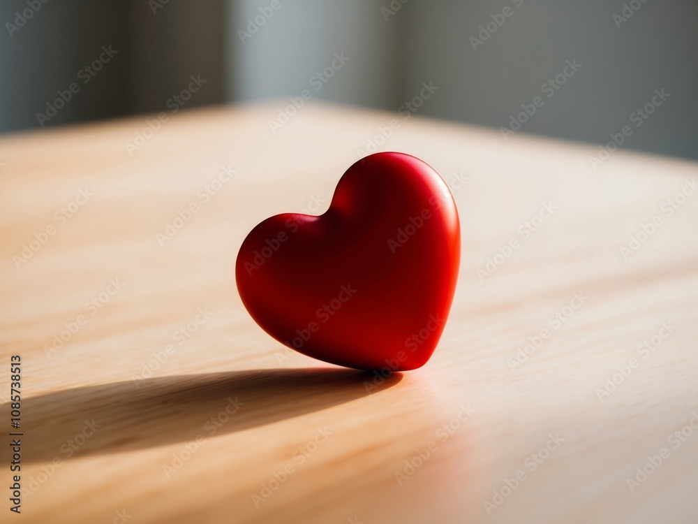 Fototapeta premium A Closeup of a Red Heart on a Wooden Surface Symbolizing Love and Affection.