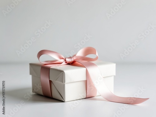 Gift Box with Pink Ribbon - A Perfect Present for Any Occasion. photo