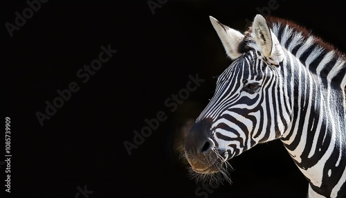 Zebra on black background