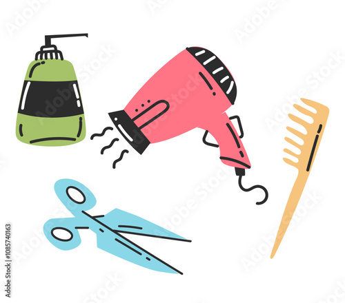 Hair dryer isolated on white background concept. Vector graphic design illustration element