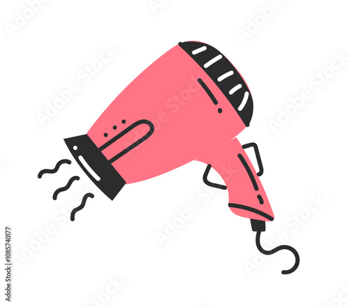 Hair dryer isolated on white background concept. Vector graphic design illustration element