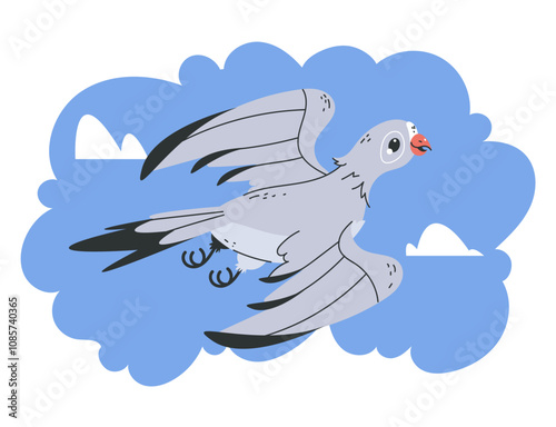 Cute doves birds pigeons characters isolated set. Vector flat graphic design element illustration