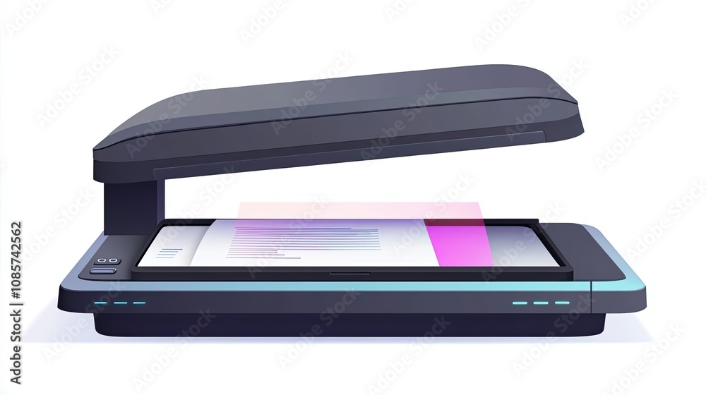 A Flatbed Scanner with a Document Ready for Scanning