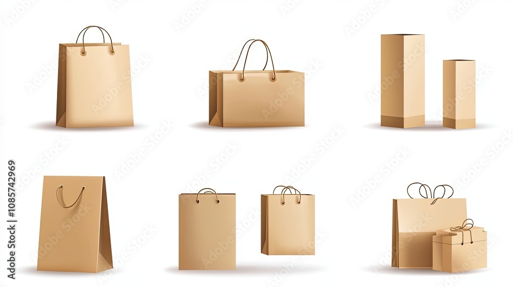 A Collection of Brown Paper Shopping Bags and Boxes A Collection of Brown Paper Shopping Bags and Boxes