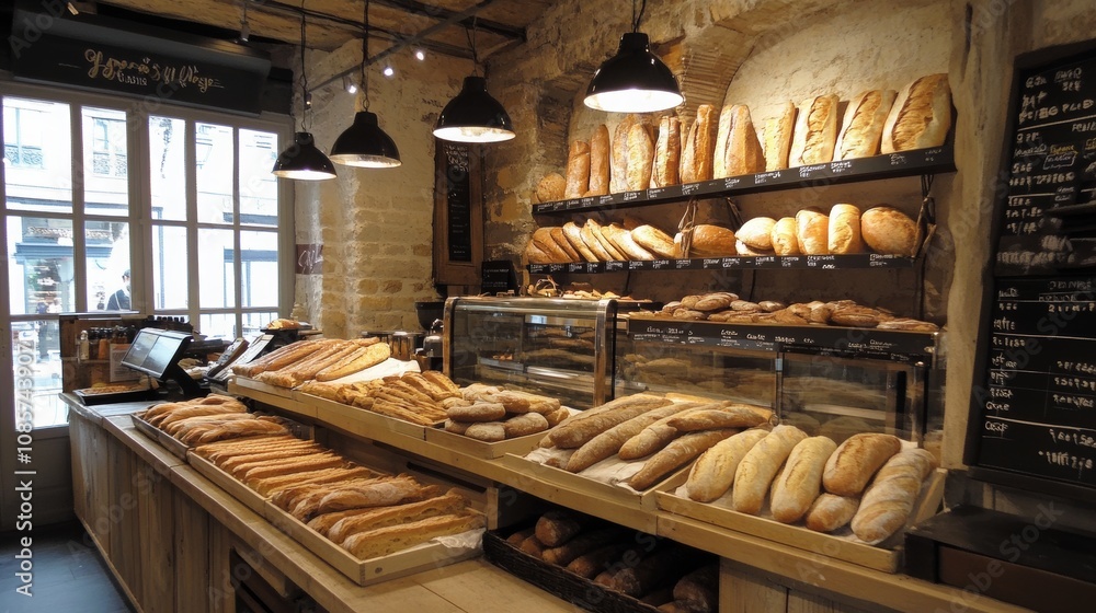 French bakery in Bordeaux, fresh baguettes and bread French bakery in Bordeaux, fresh baguettes and bread