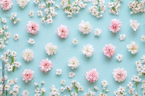 Delicate Floral Arrangement on Soft Blue Background