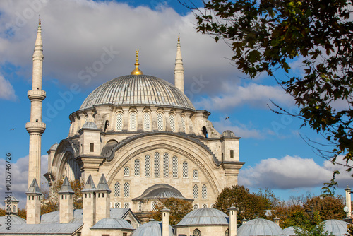 Ottoman imperial Nuruosmaniye Camii mosque in Fatih district, Istanbul, Turkey photo