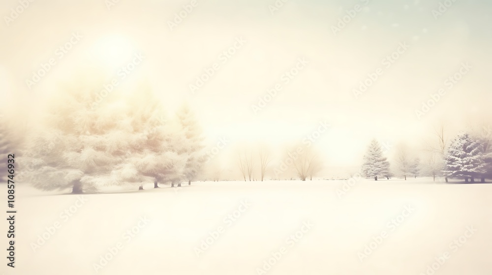 Fototapeta premium Serene Winter Landscape With Snow Covered Trees
