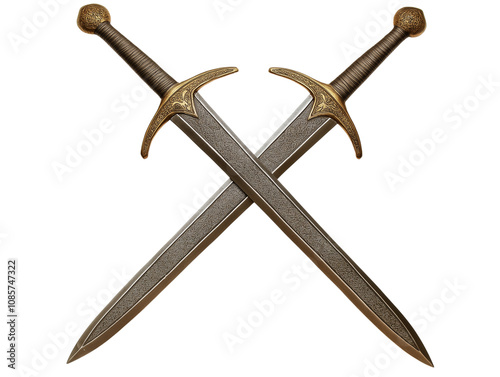 roman crossed swords on transparent background