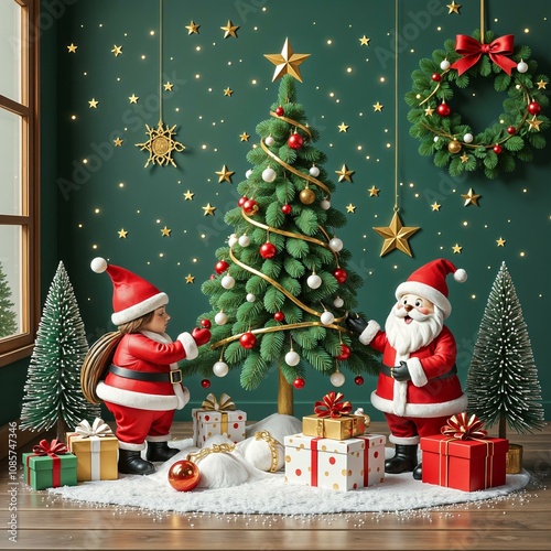 New Year and Christmas greeting card
