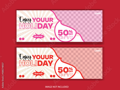 Social Media Post Cover Design Template. Modern design sample for Facebook banner with travel.