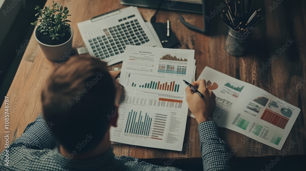 Naklejka premium business person analyzing data