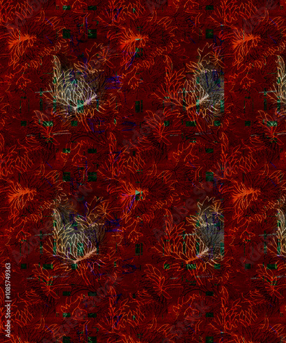 Seamless Pattern Illustrations for Designing in Unique and vibrant digital textile designs, crafted to bring elegance and sophistication to any fabric. Perfect for fashion, home decor
 photo